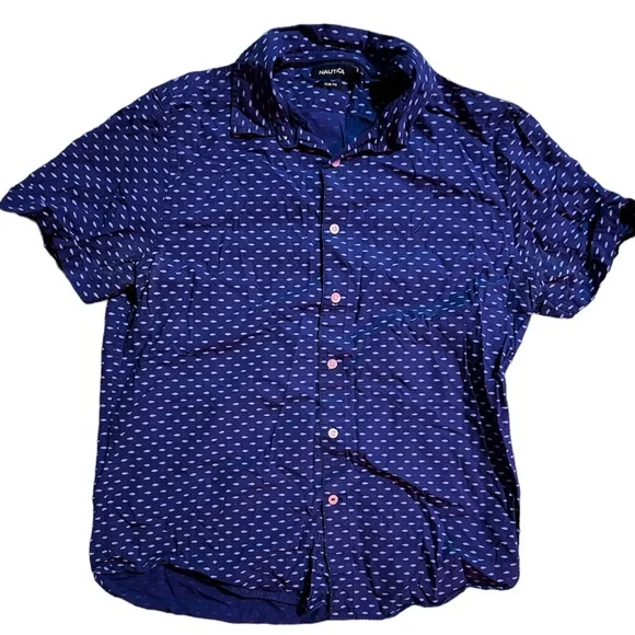 Nautica Shirts Blue Fish Nautica Slimfit Button Down Shirt